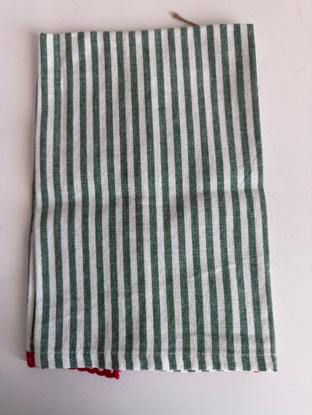 Mud Pie Green & White Striped Holiday Cow Towel with Red Accents - Picture 5 of 6